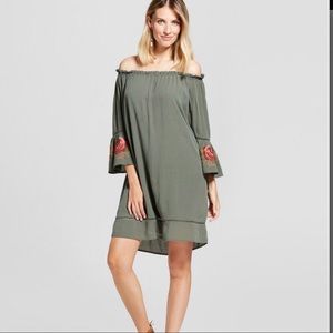 Forest Green Dress ✨ Off The Shoulder Bell Sleeves